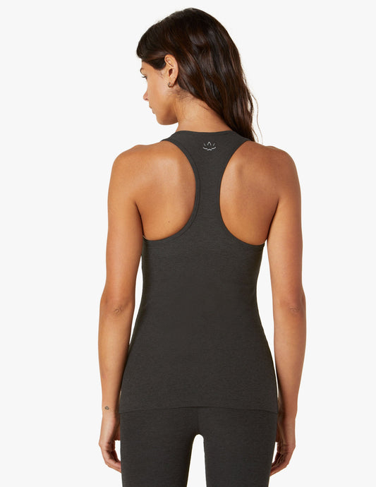 BEYOND YOGA SPACEDYE STEP UP RACERBACK TANK DARKEST NIGHT