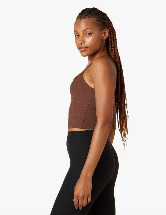 BEYOND YOGA SLIM RACERBACK CROPPED TANK MAHOGANY BROWN HEATHER