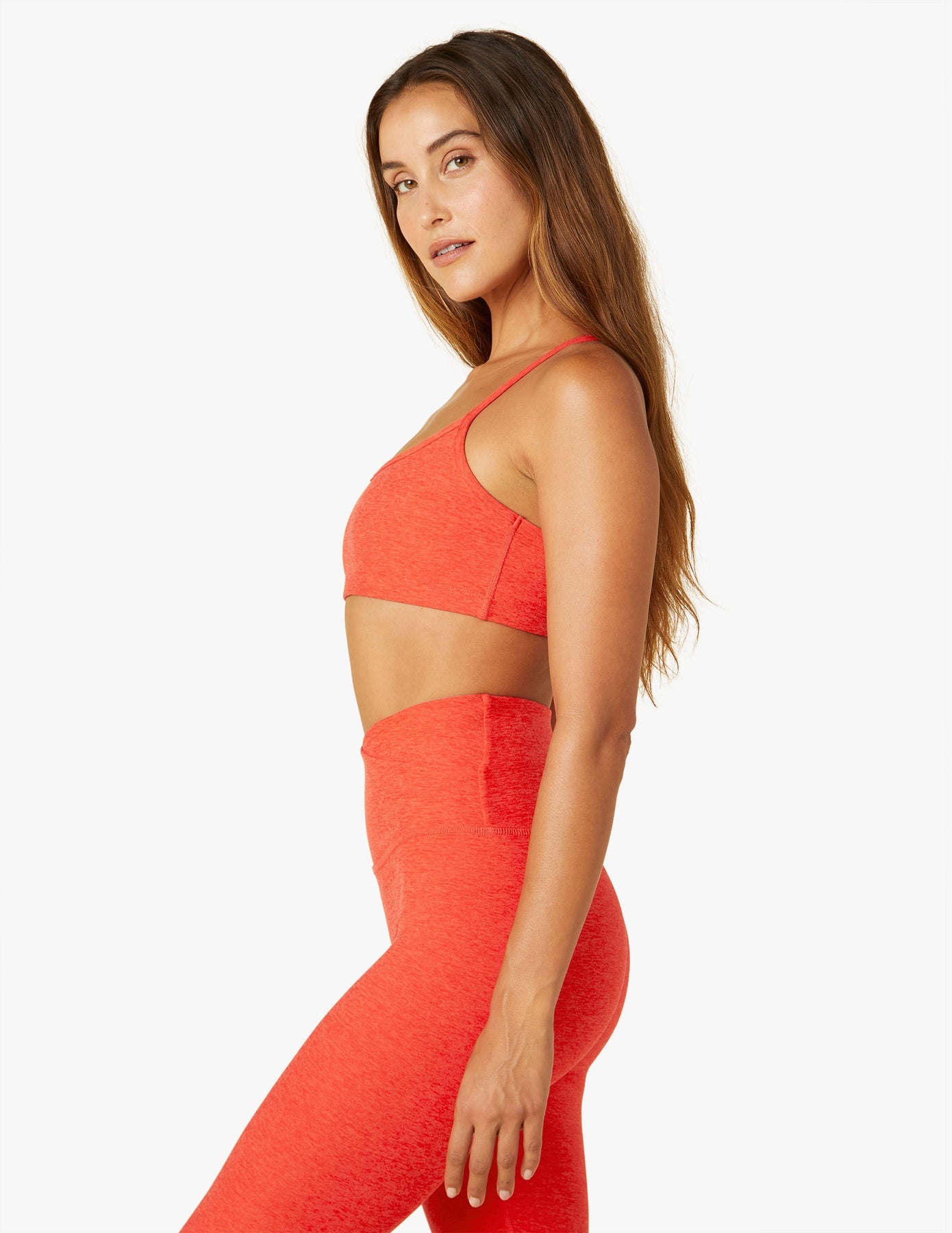$66 Beyond Yoga Womens Red Spacedye Slim Racerback Cropped Tank