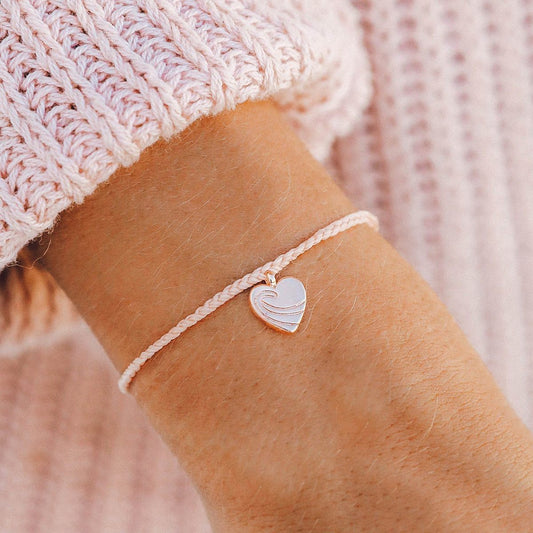 PURA VIDA SURF LOVE CHARM BRACELET ROSE GOLD