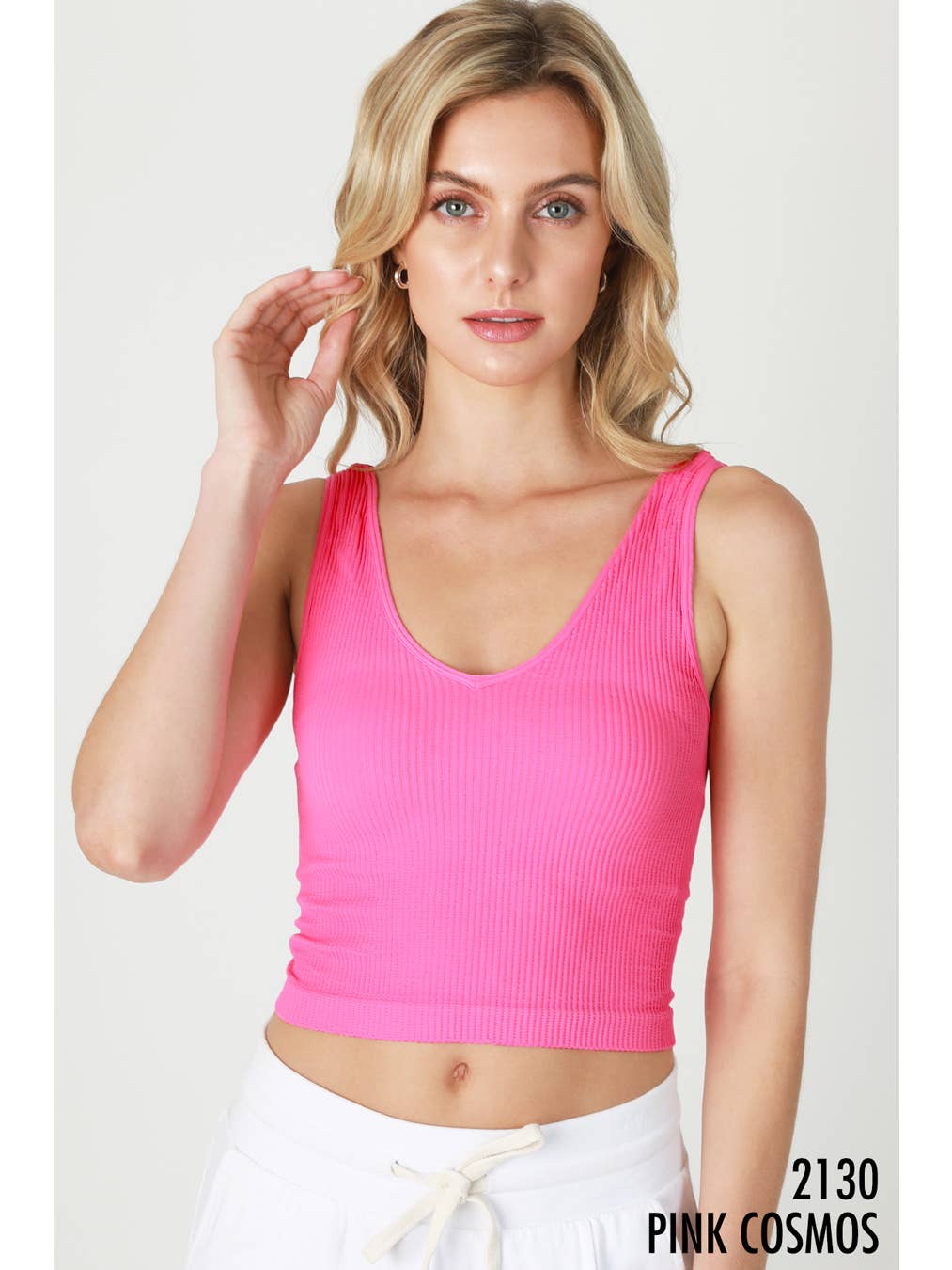 NIKIBIKI Reversible Ribbed Crop Top Pink Cosmos