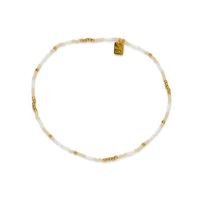 PURA VIDA VENTURA STRETCH BEAD GOLD ANKLET