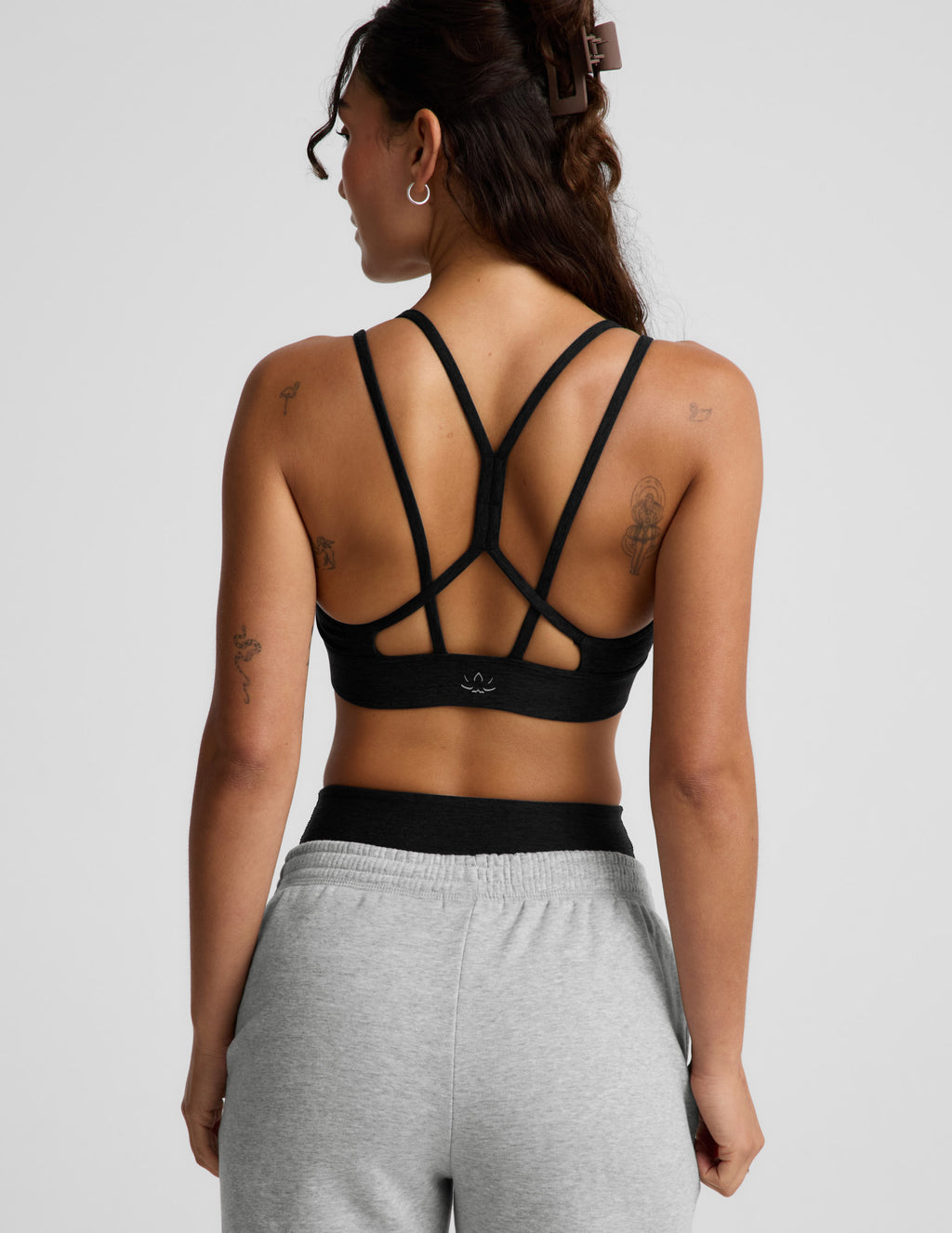 BEYOND YOGA SPACEDYE BACK TO IT STRAPPY BRA DARKEST NIGHT