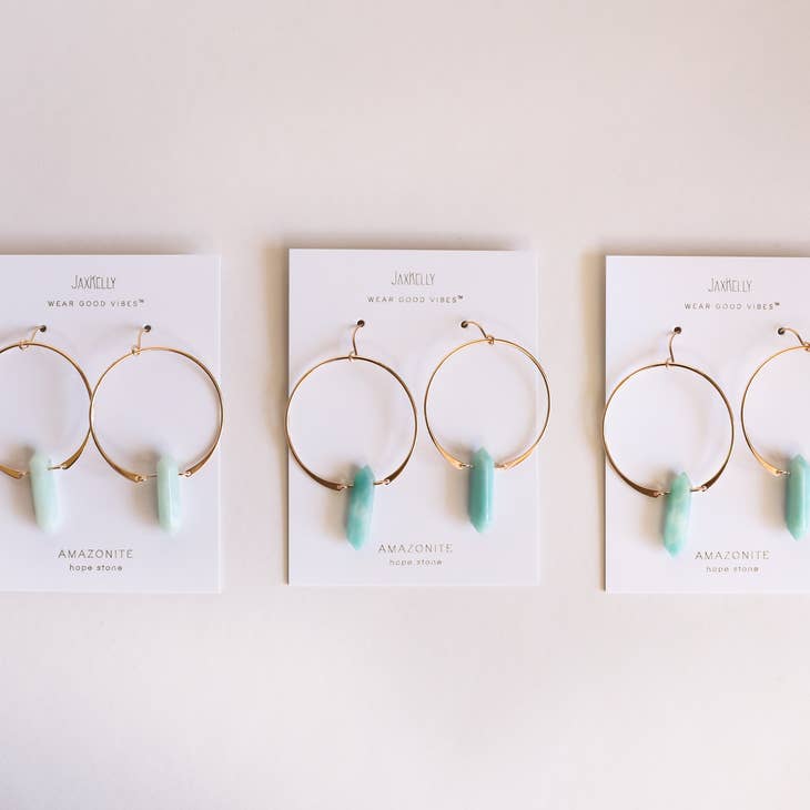 JAXKELLY AMAZONITE HOOPS