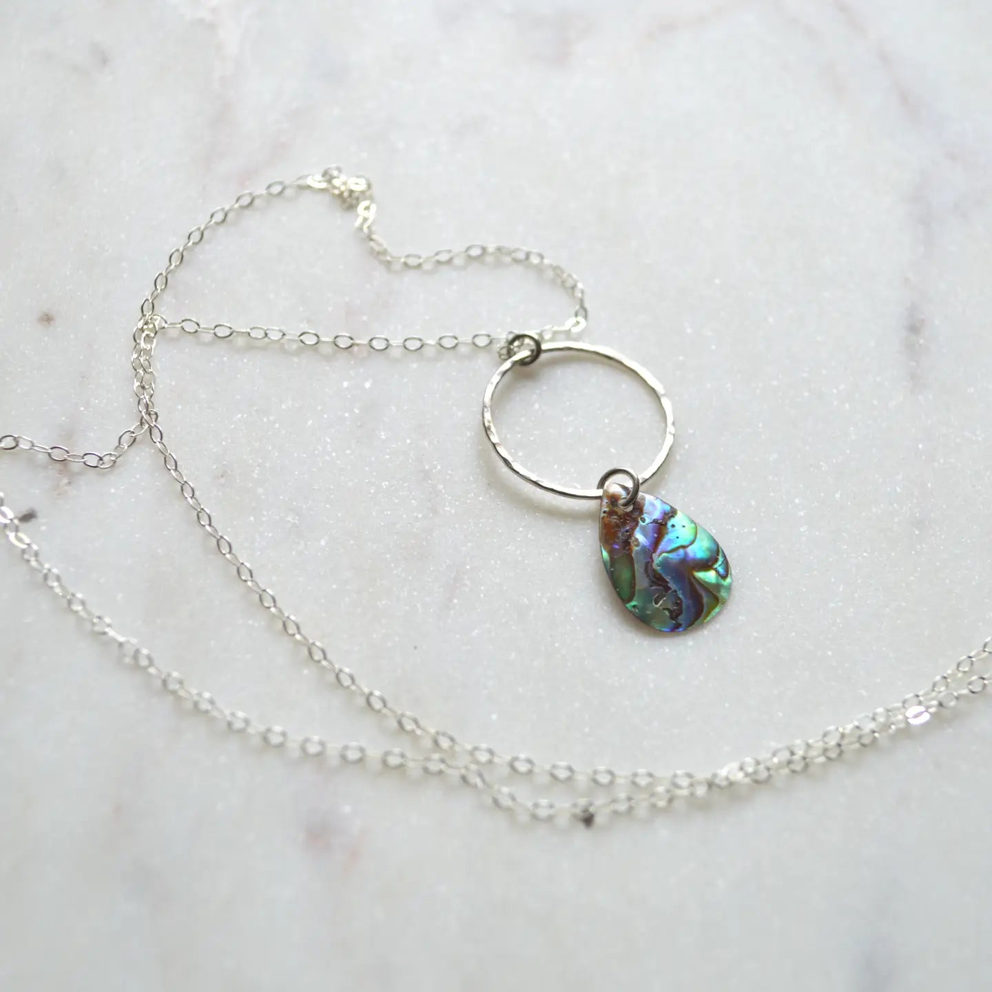 SALTY BUT SWEET PAUA SHELL HOOP NECKLACE GOLD OR SILVER