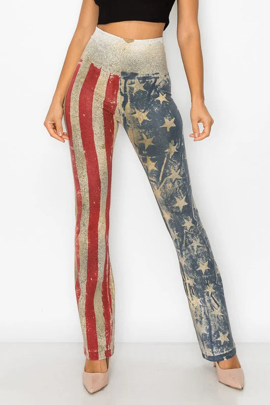 T PARTY AMERICAN FLAG STARS AND STRIPES BATIK BOOTCUT PANT