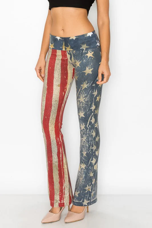 T PARTY AMERICAN FLAG STARS AND STRIPES BATIK BOOTCUT PANT