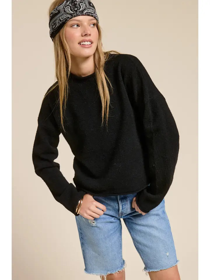 MIMOSA Essential Pullover Sweater Top Black
