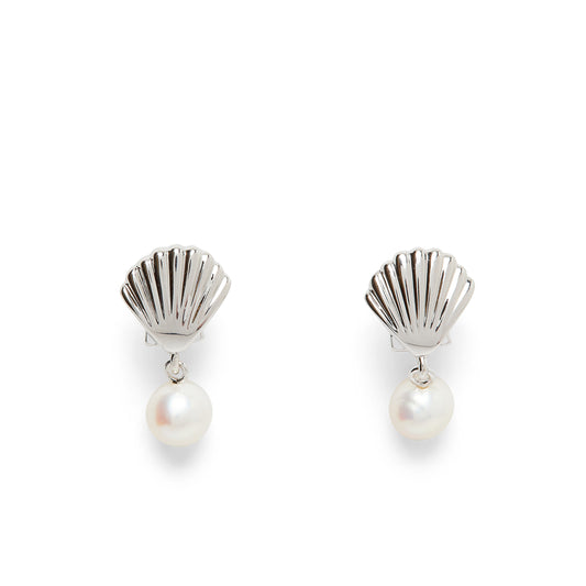 PURA VIDA PEARL AND SHELL EARRING SILVER