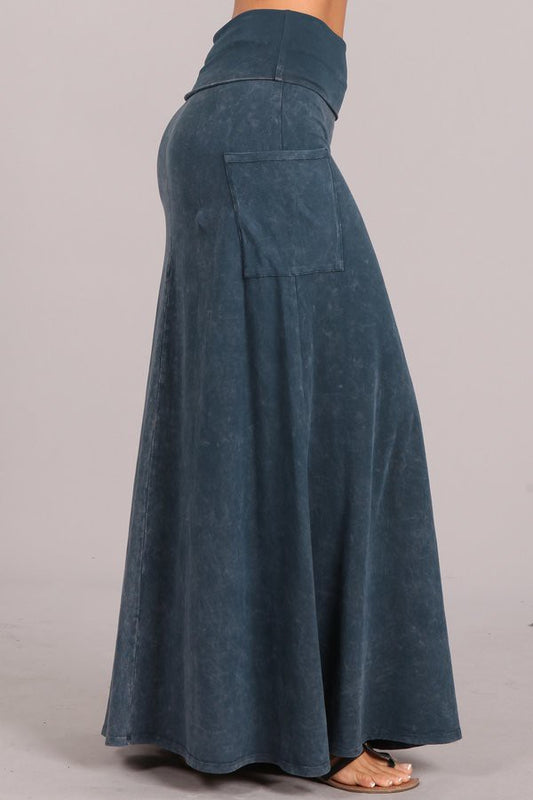 CHATOYANT MINERAL WASH FLARE SKIRT BLUE GRAY Media 1 of 2