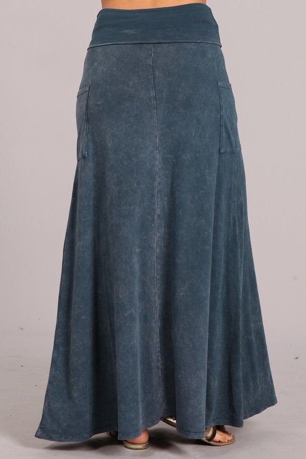 CHATOYANT MINERAL WASH FLARE SKIRT BLUE GRAY Media 1 of 2