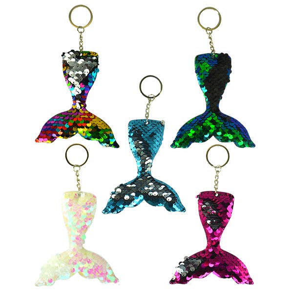 HONBAY GLITTER MERMAID FIN SEQUIN KEYCHAIN ASSORTED COLORS