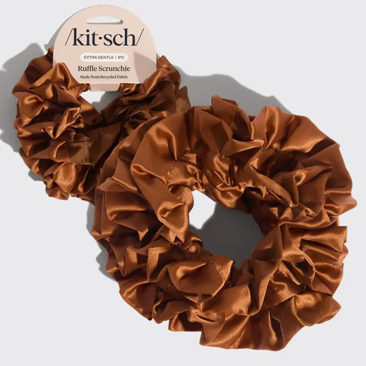 KITSCH Ruffle Scrunchie Extra Large Camel