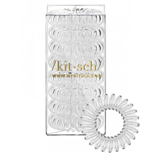 KITSCH CLEAR SPIRAL HAIR TIES-PACK OF 8