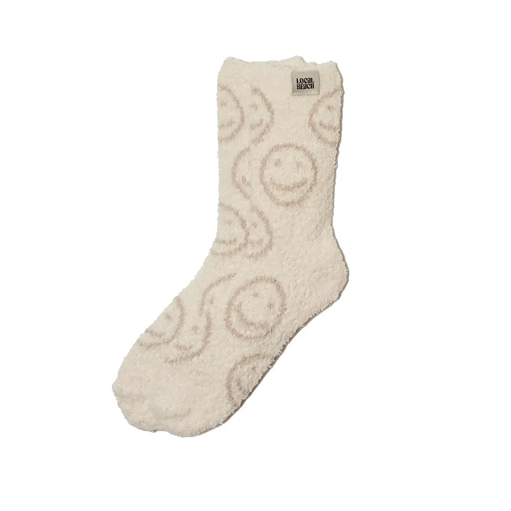 LOCAL BEACH LIGHTENING Smiley Local Beach Cozy Socks SAND /CREAM