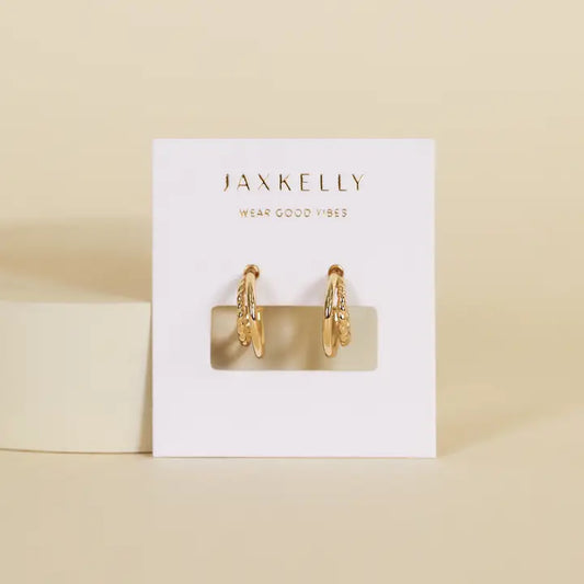 JAXKELLY Gold Hoop Double Earrings