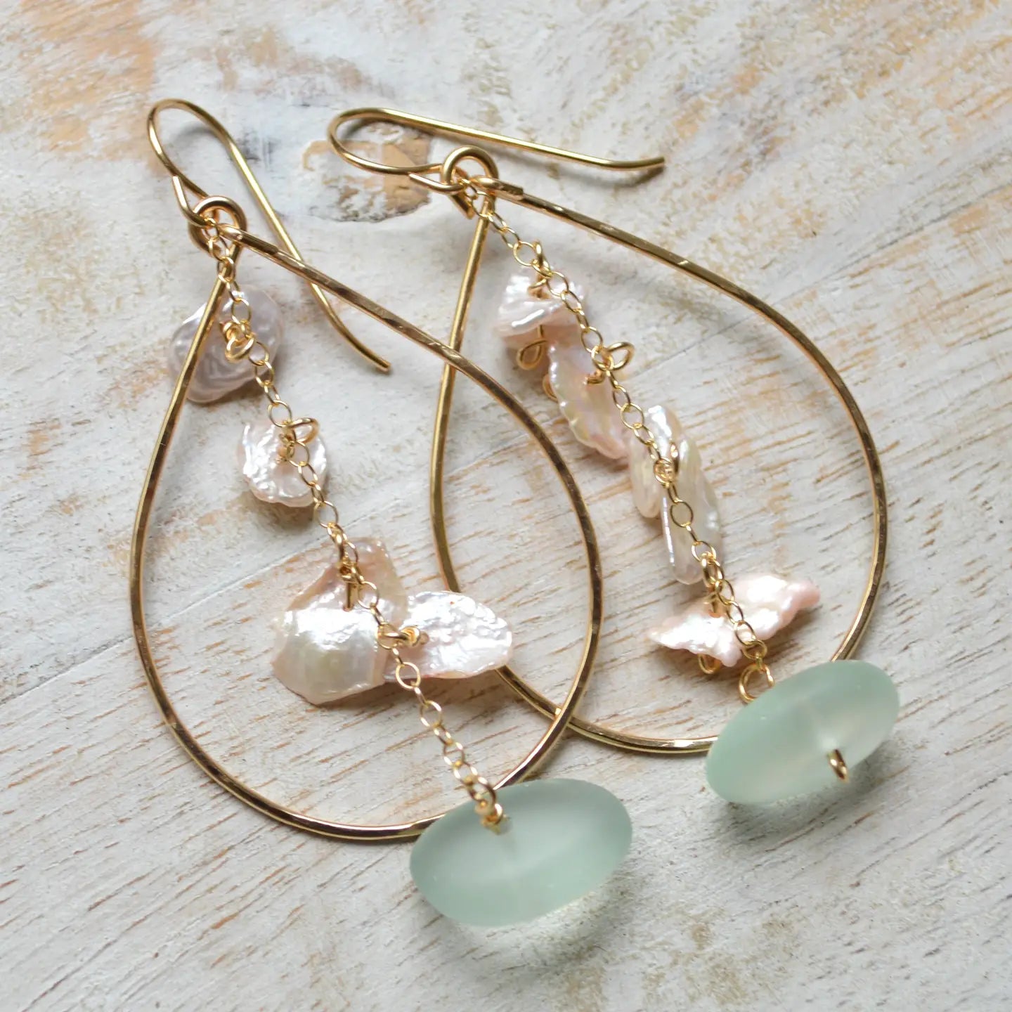 SALTY BUT SWEET Keshi Pearl  Frosted Glass Teardrop
