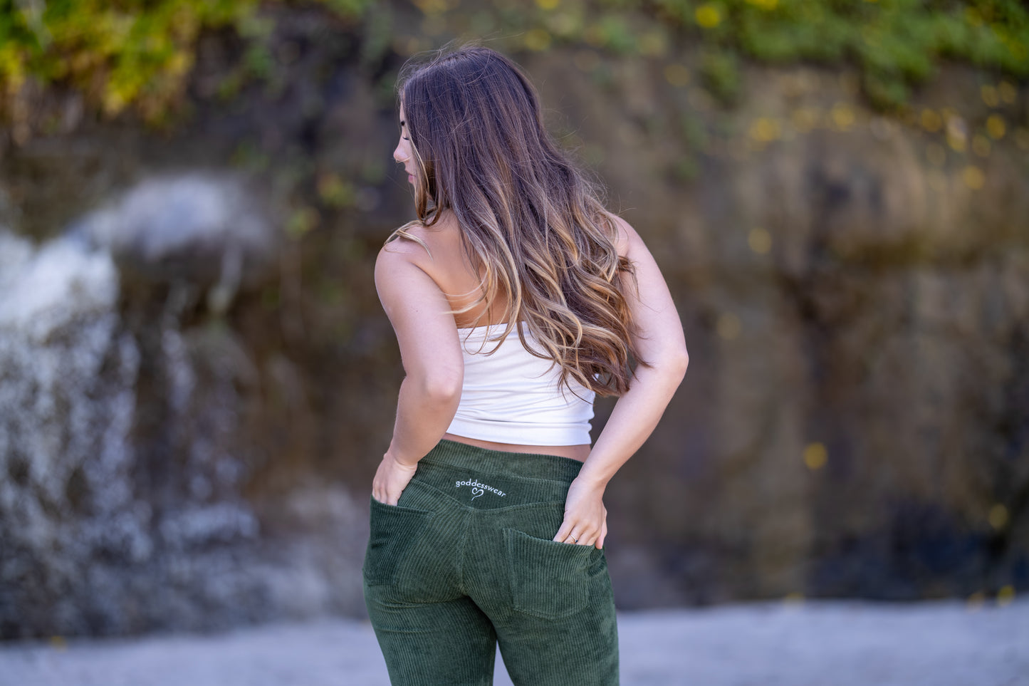 GODDESSWEAR CORDUROY CLASSIC FLARE PANT HIGH WAIST 630 WITH BACK POCKETS