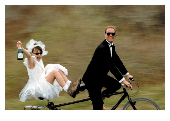 PALM PRESS GREETING CARDS WEDDING COUPLES ON TANDEM