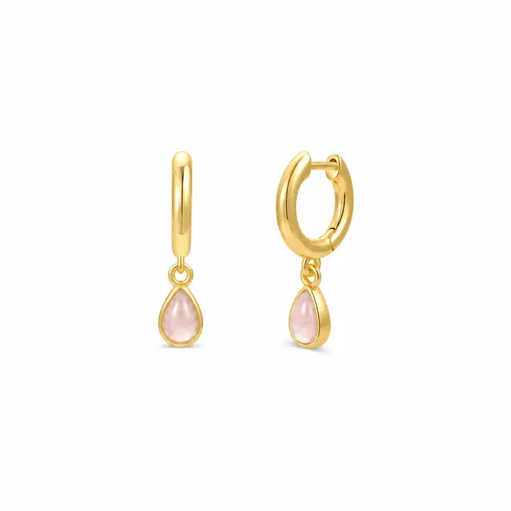 JAXKELLY Teardrop Charm Hoop-Rose Quartz