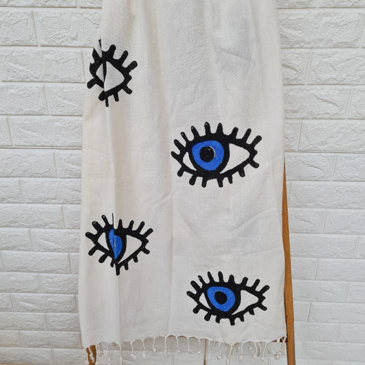 MOA Blue Evil Eye Turkish Beach Towel
