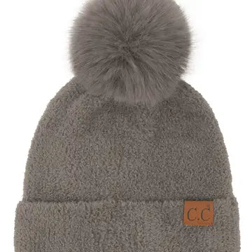 CC BEANIE  C.C Plush Terry Chenille Pom Beanie Winter Hat MULTIPLE COLORS