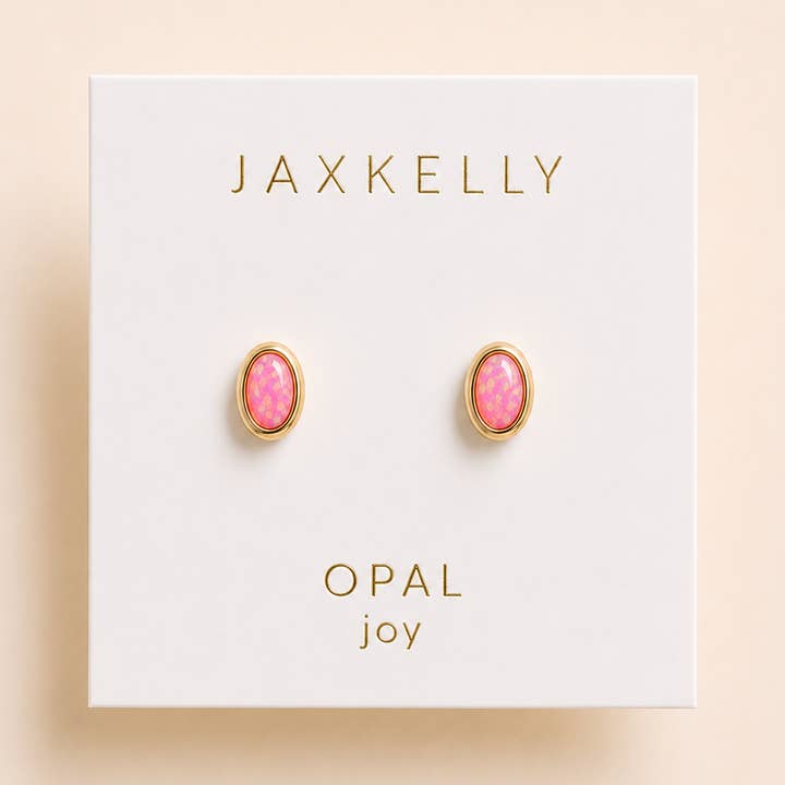 JAXKELLY Oval Bezel-Pink Opal