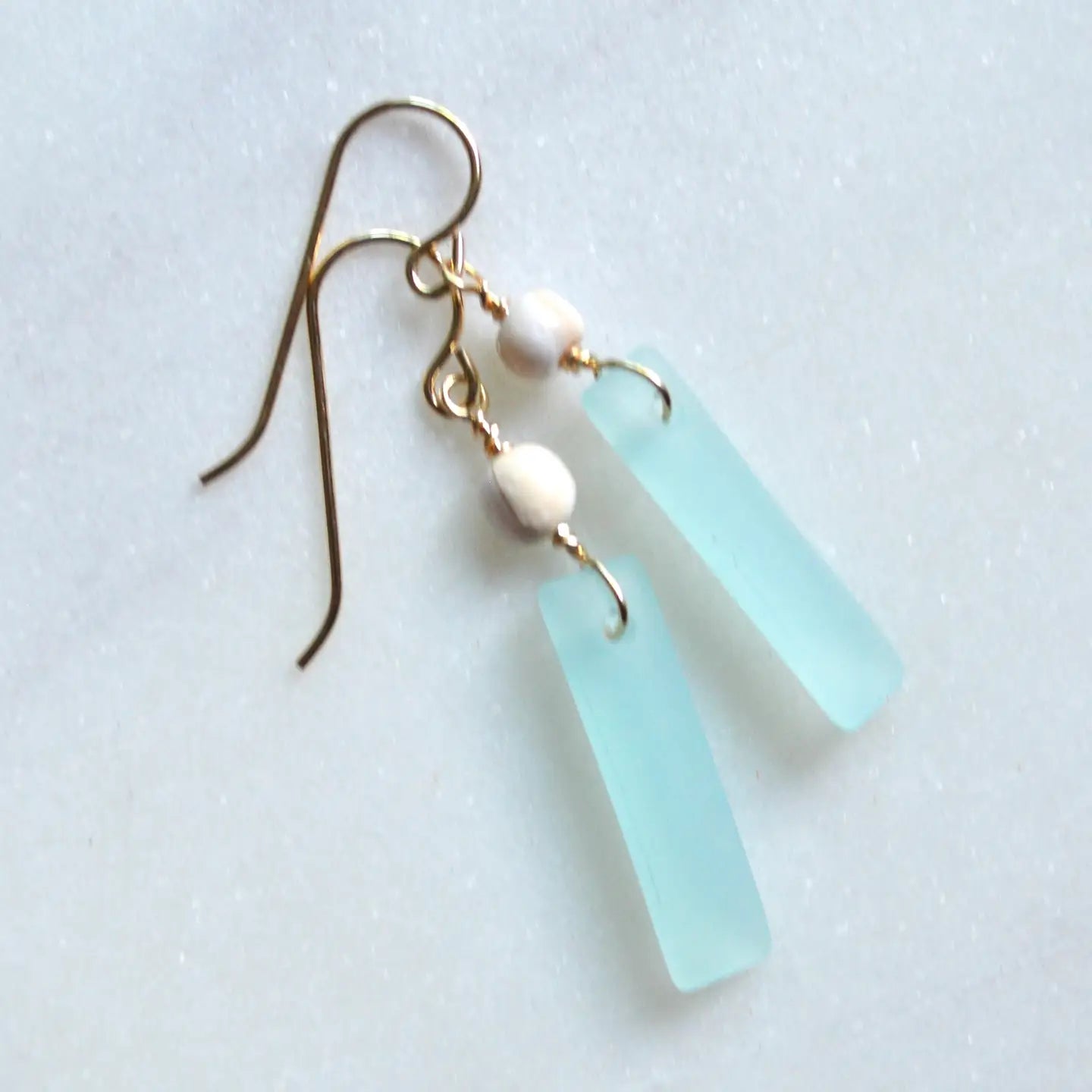 SALTY BUT SWEET Mini Frosted Glass Rectangle Earrings GF