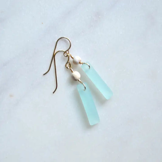 &nbsp;Mini Frosted Glass Rectangle Earrings SS