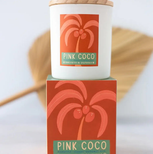 FEATHER AND COCO PINK COCO CANDLE 4 OZ TIN