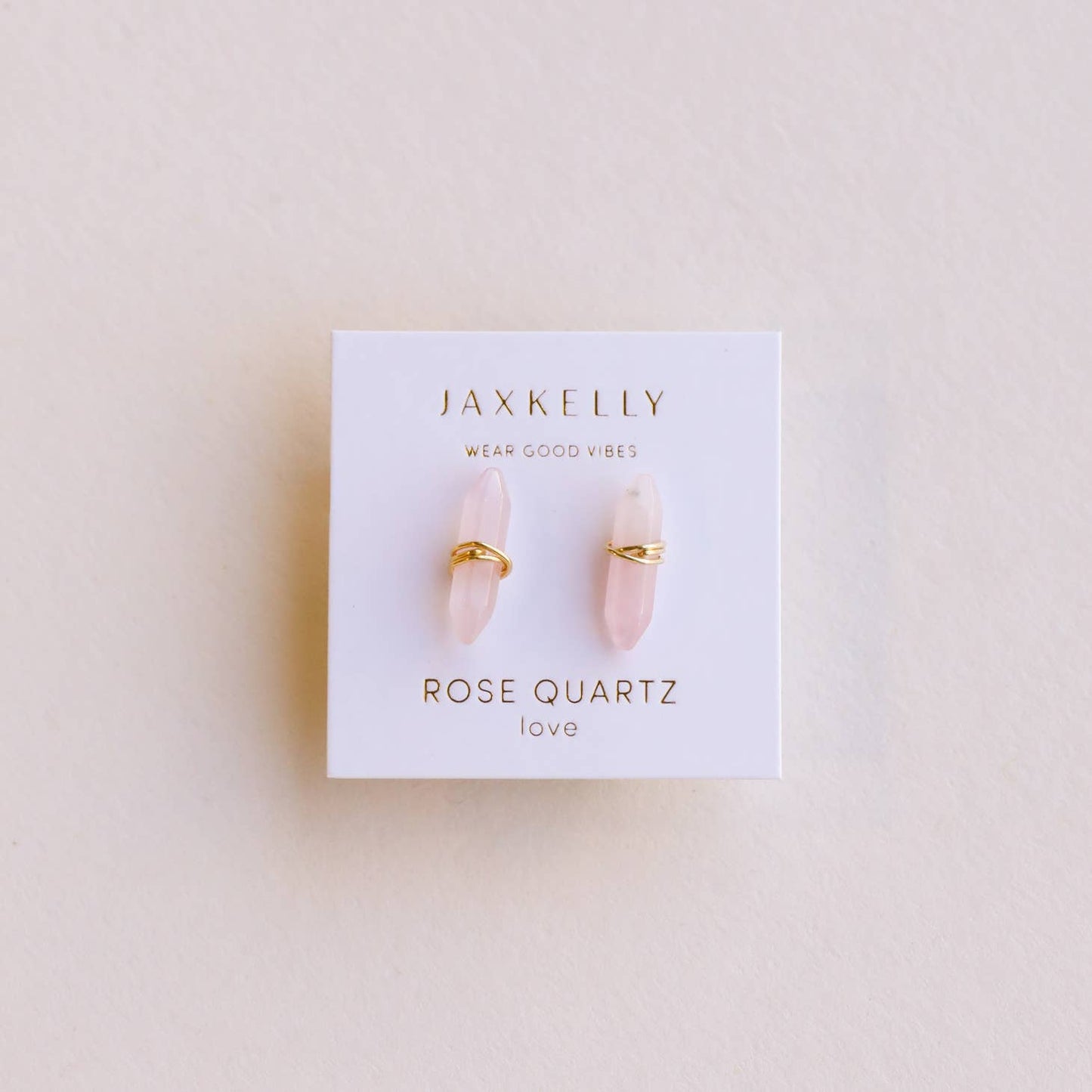 JAXKELLY MINERAL POINT ROSE QUARTZ EARRINGS