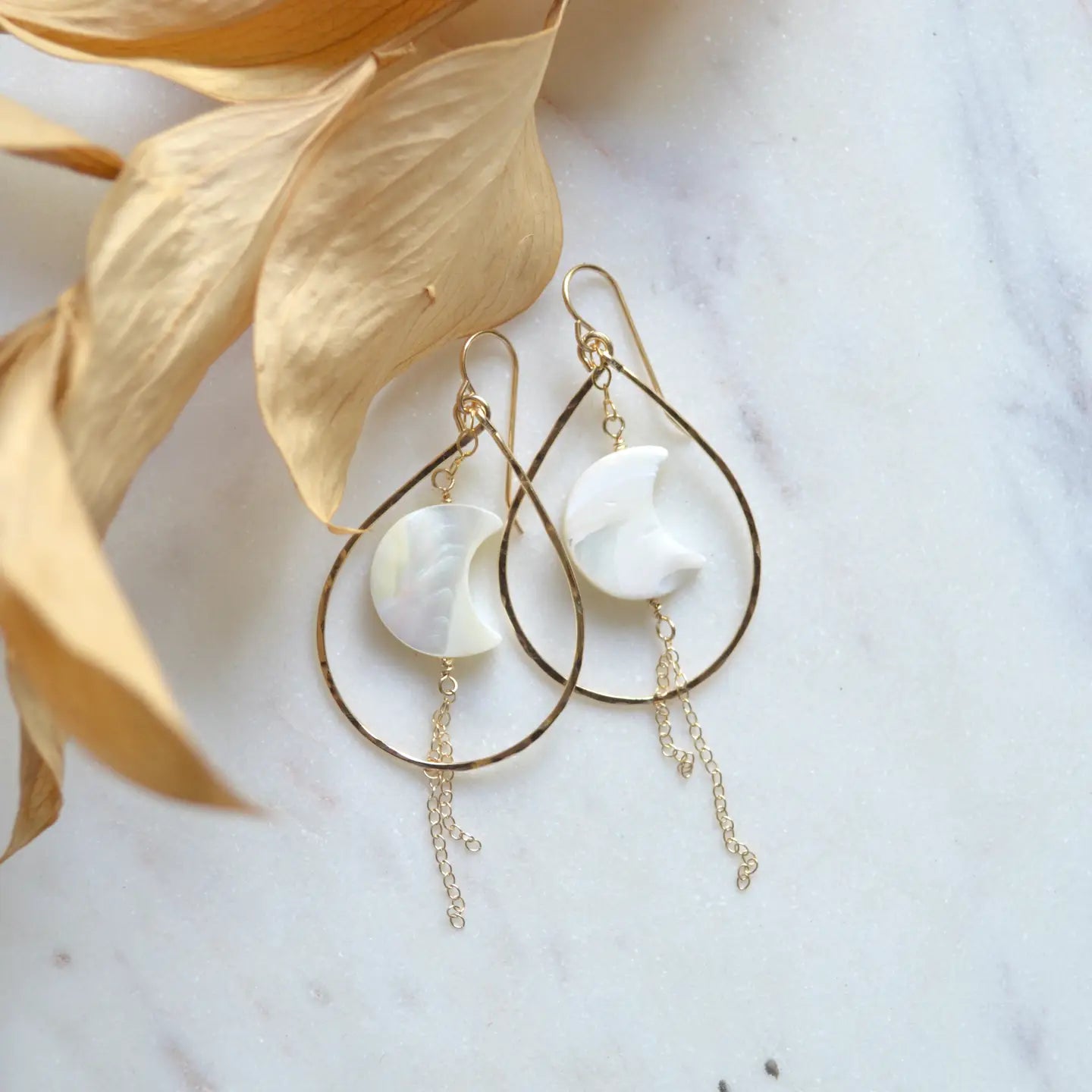 SALTY BUT SWEET Mother of Pearl Crescent Earrings