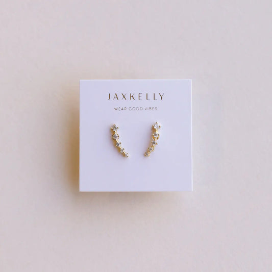 JAXKELLY Crawler - White Cz - Gold Earrings