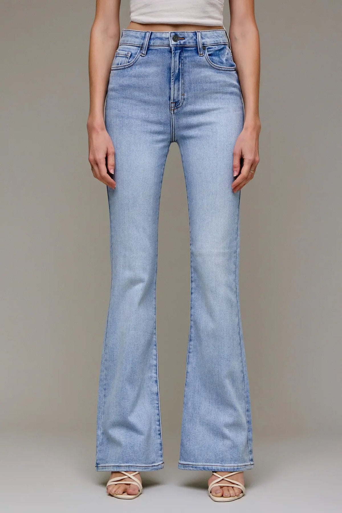 HIDDEN JEAN HAPPI HIGH RISE FLARE LT BLUE