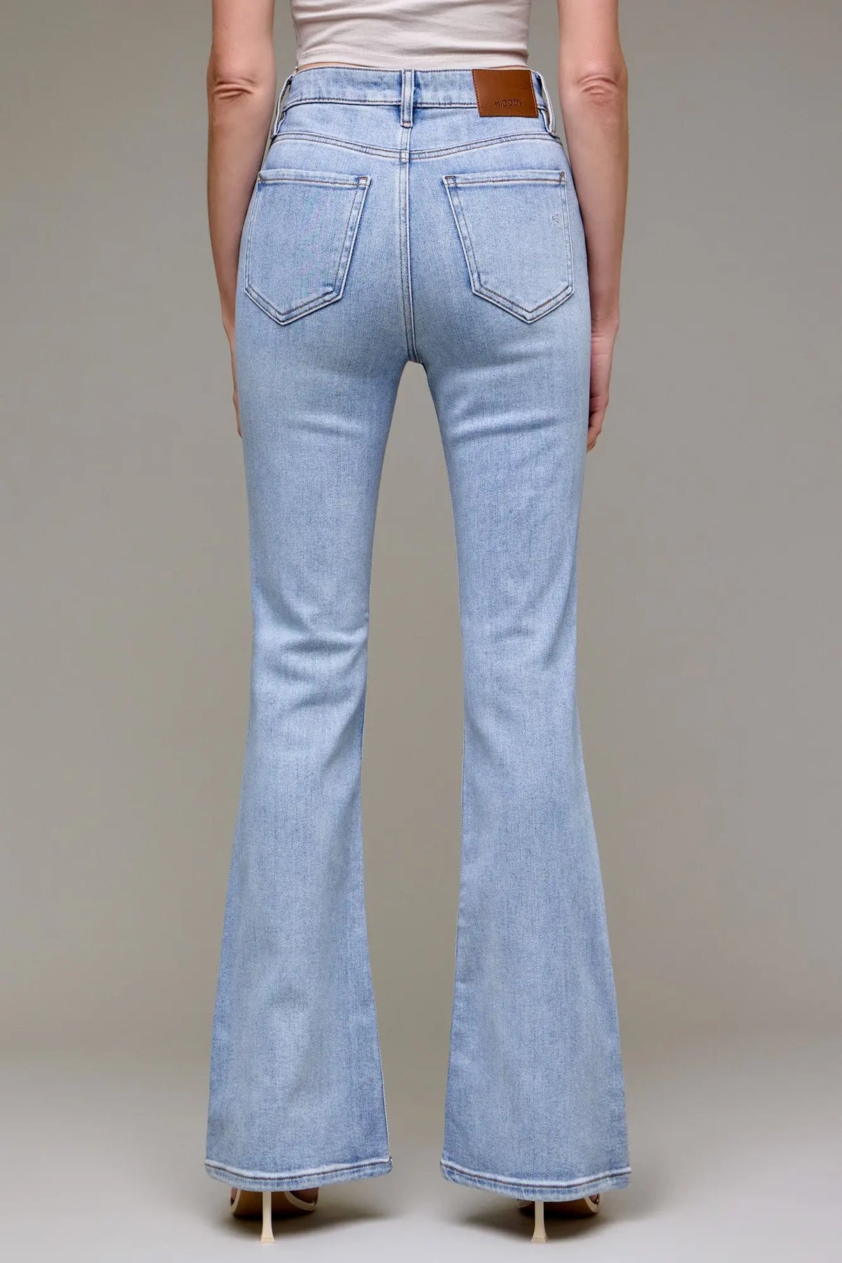 HIDDEN JEAN HAPPI HIGH RISE FLARE LT BLUE