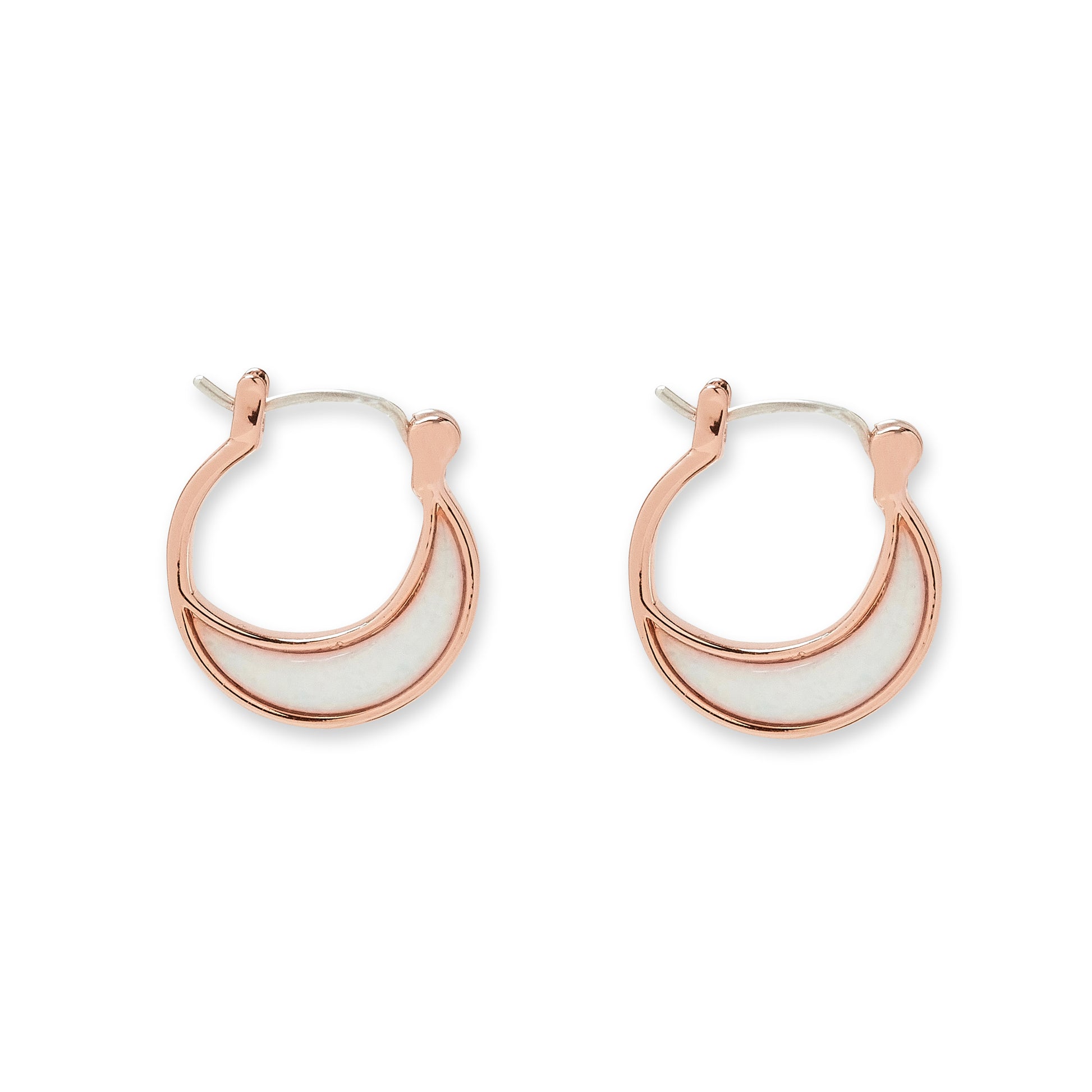 PURA VIDA OPAL CRESCENT HOOPS ROSE GOLD