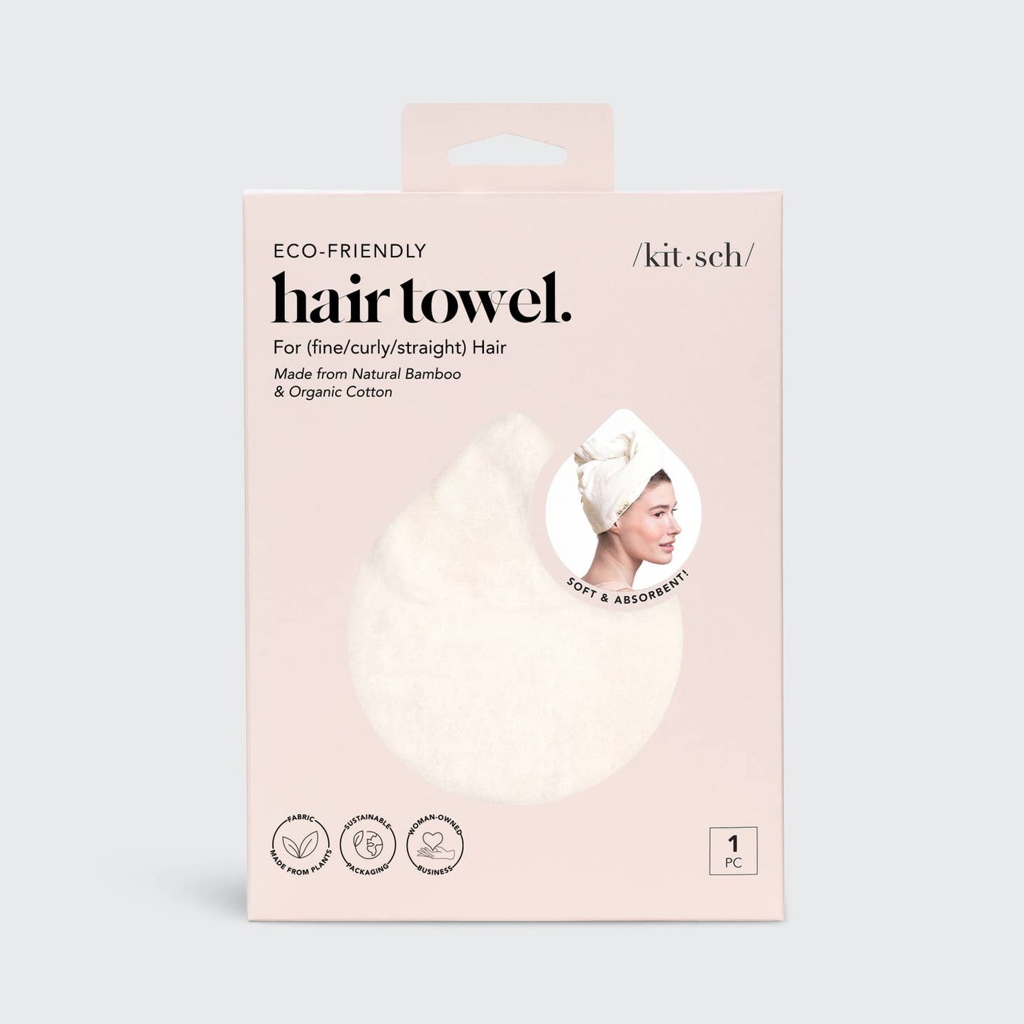 KITSCH ECO FRIENDLY QUICK DRY HAIR TOWEL WHITE