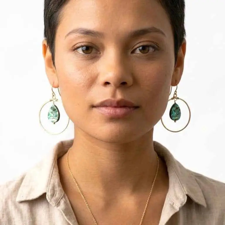 FLYING LIZARD DESIGN ABALONE COVE HOOP EARRINGS