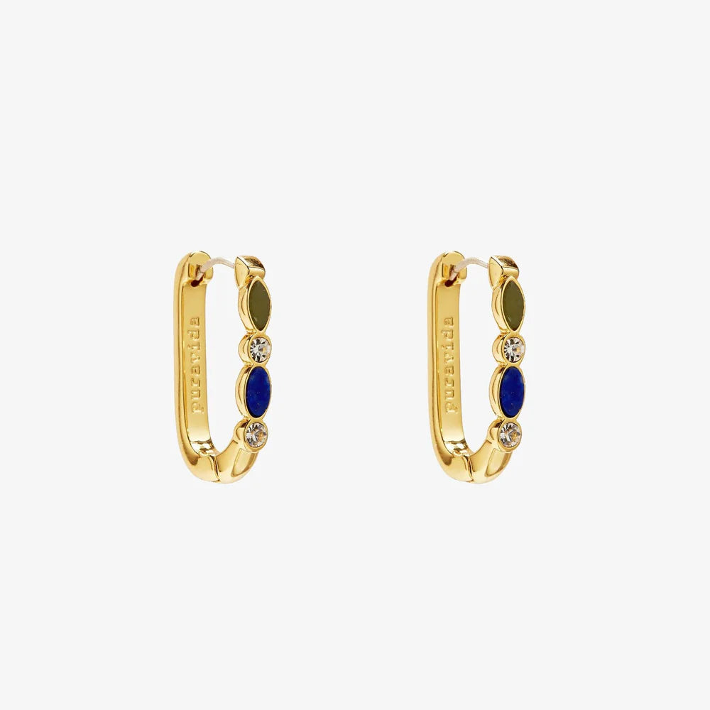 PURA VIDA STONE HOOP EARRINGS GOLD