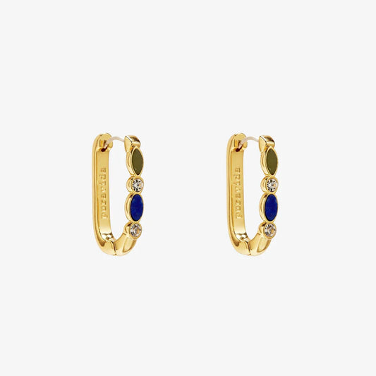 PURA VIDA STONE HOOP EARRINGS GOLD