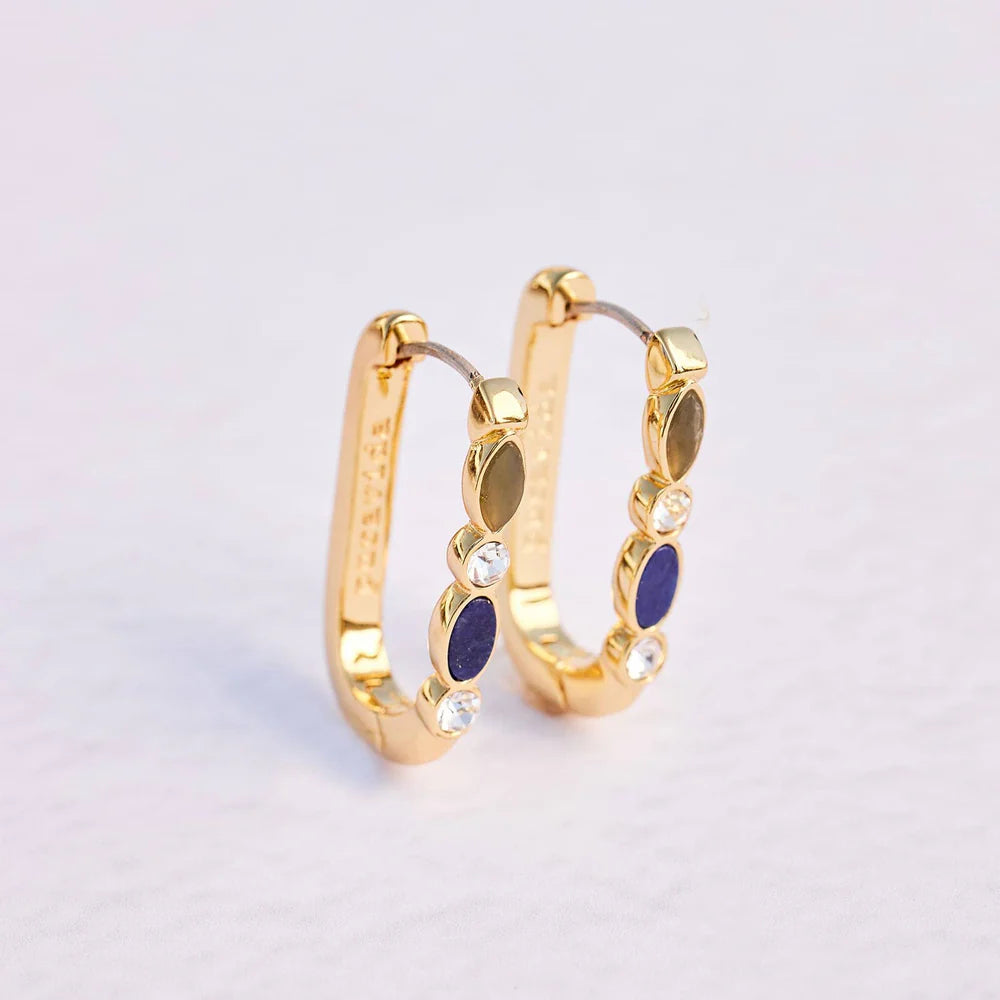 PURA VIDA STONE HOOP EARRINGS GOLD