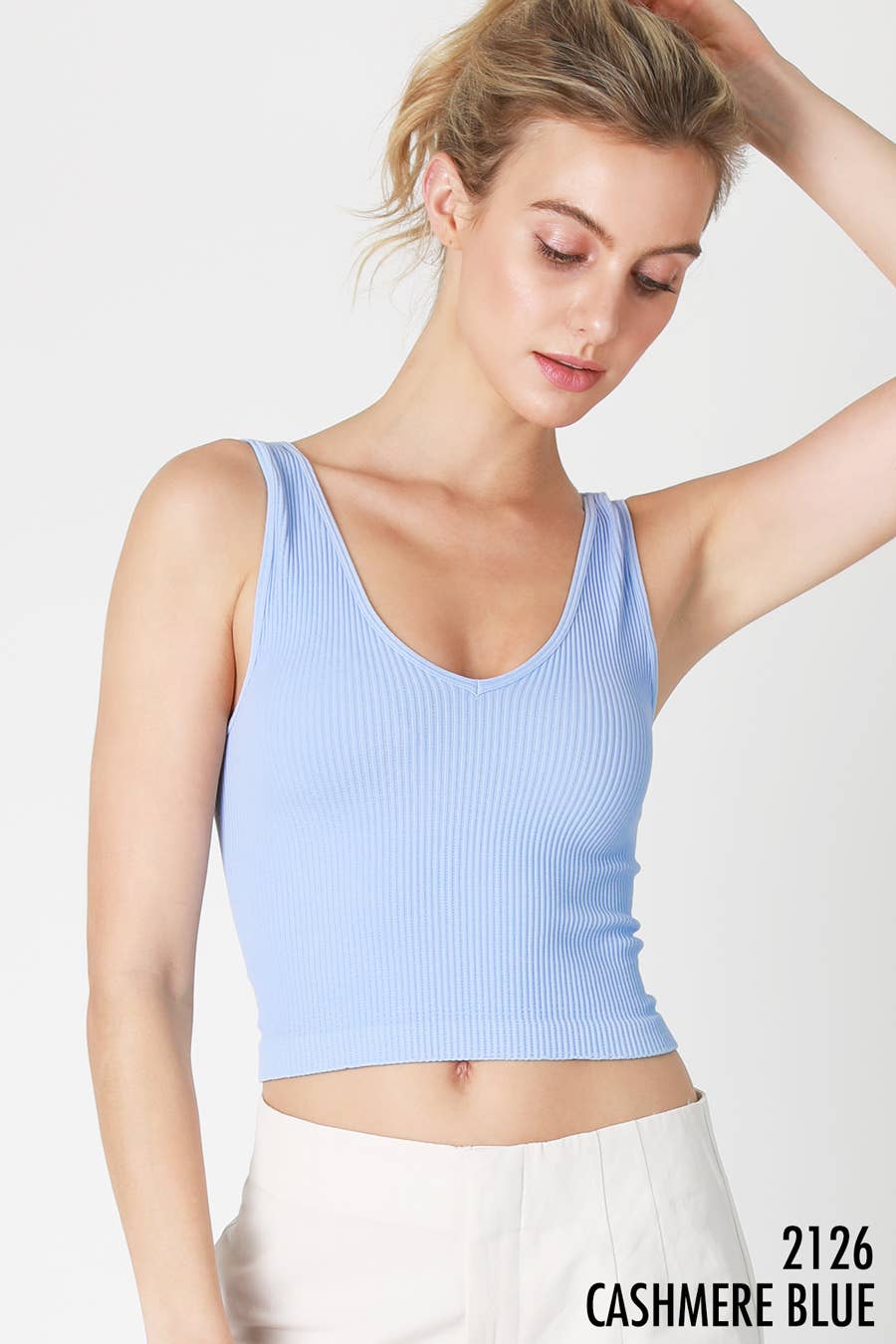 NIKIBIKI Reversible Ribbed Crop Top Kombu Green