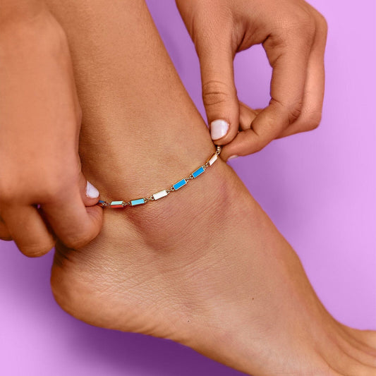 PURA VIDA ENAMEL BAR CHAIN ANKLET