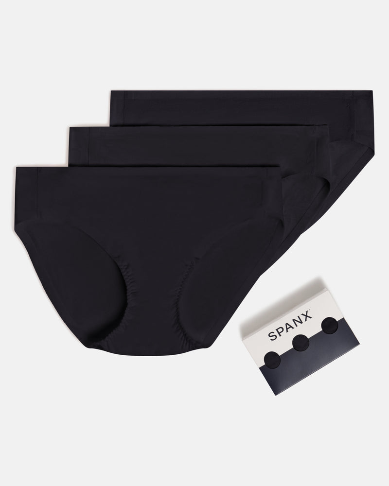 SPANX SMOOTH FIT-TO-YOU COTTON BIKINI 3-PACK BOX VERY BLACK