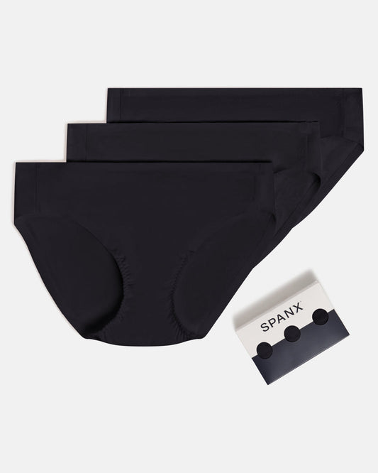 SPANX SMOOTH FIT-TO-YOU COTTON BIKINI 3-PACK BOX VERY BLACK