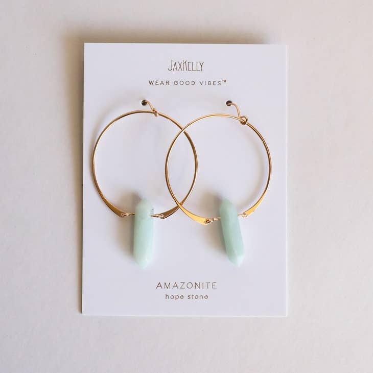 JAXKELLY AMAZONITE HOOPS