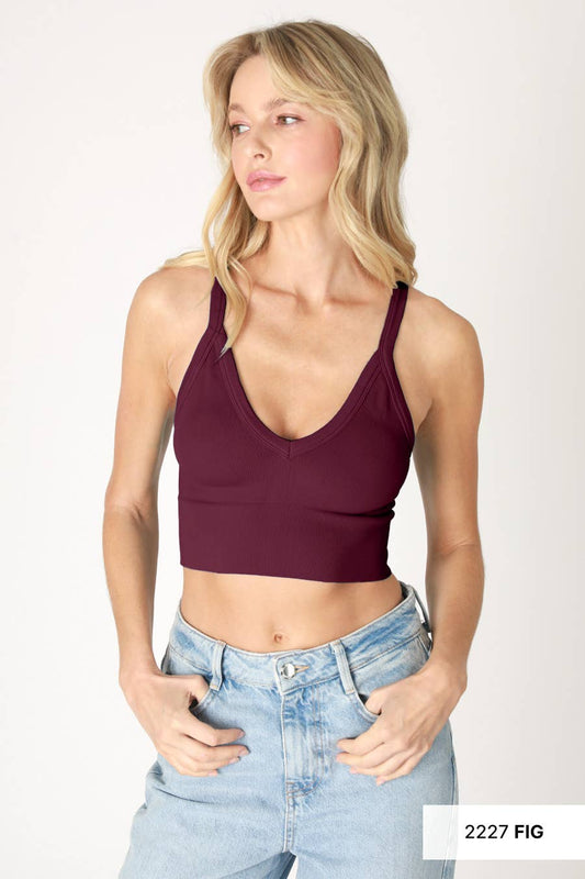 NIKIBIKI Ribbed V-Neck Bra Top Fig