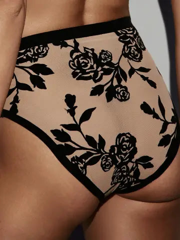 EBY SHEER FLOCKED HIGH CUT BRIEF MADAM OH LA LA 