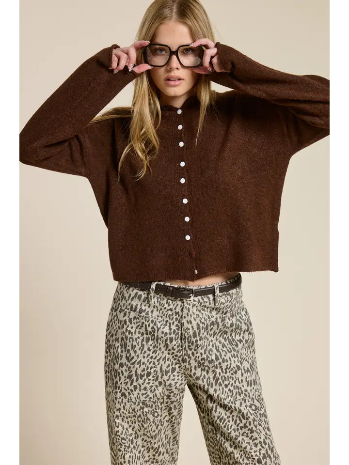 MIMOSA Essential Button Down Cardigan Chocolate