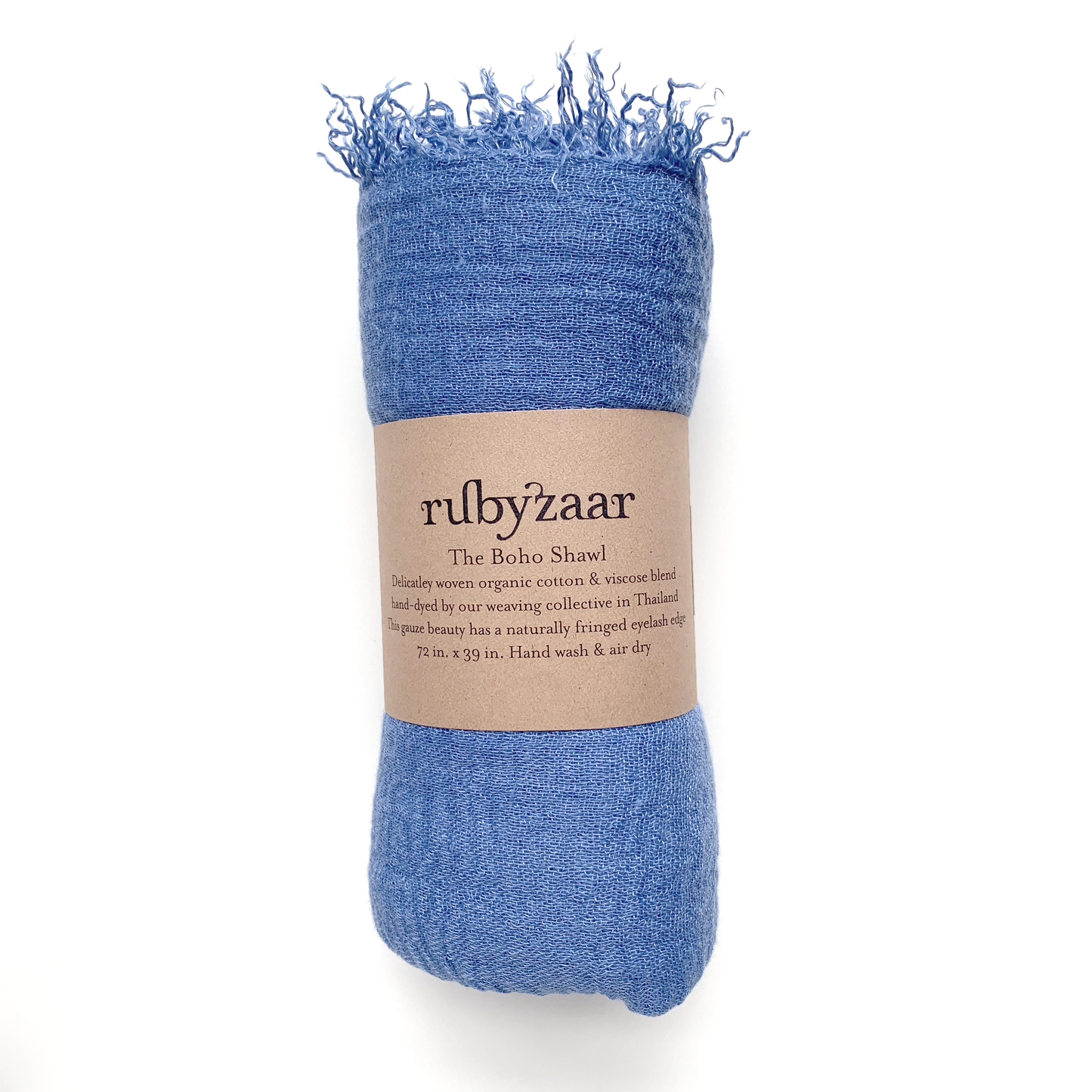 RUBYZAAR BOHO BOHEMIAN SCARF COTTON AND BAMBOO- Cornflower